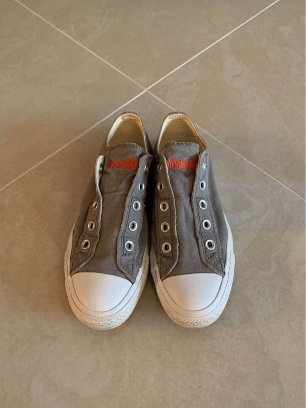 Slip-On Canvas Sneakers in Gray with White Toe